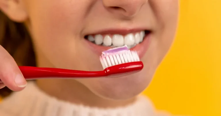 girl brushing her teeth