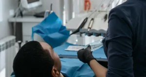 man having an oral screening